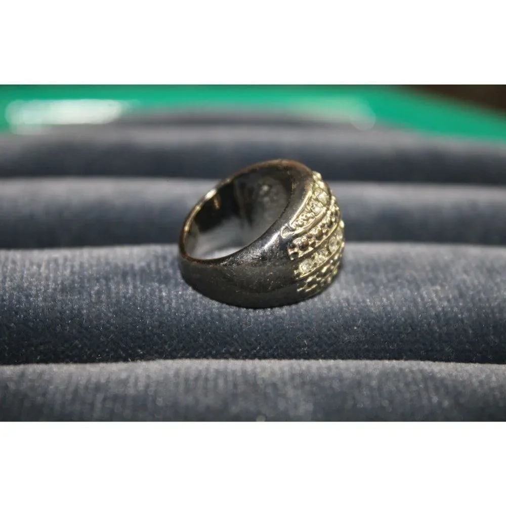 Clear‎ Rhinestone Silver Band Fashion Costume Ring Size 5